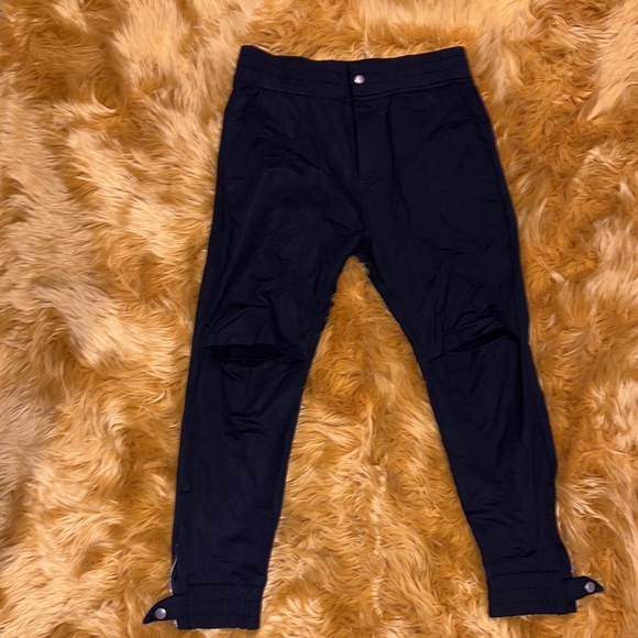 St Laurent Slit knees black unisex jogger pants Sz Large, fits small - Picture 2 of 14